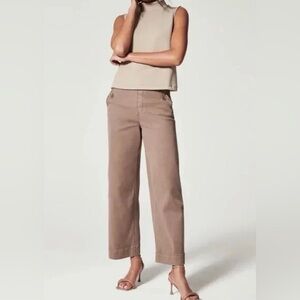 SPANX Stretch Twill Wide Leg Crop Pants XS